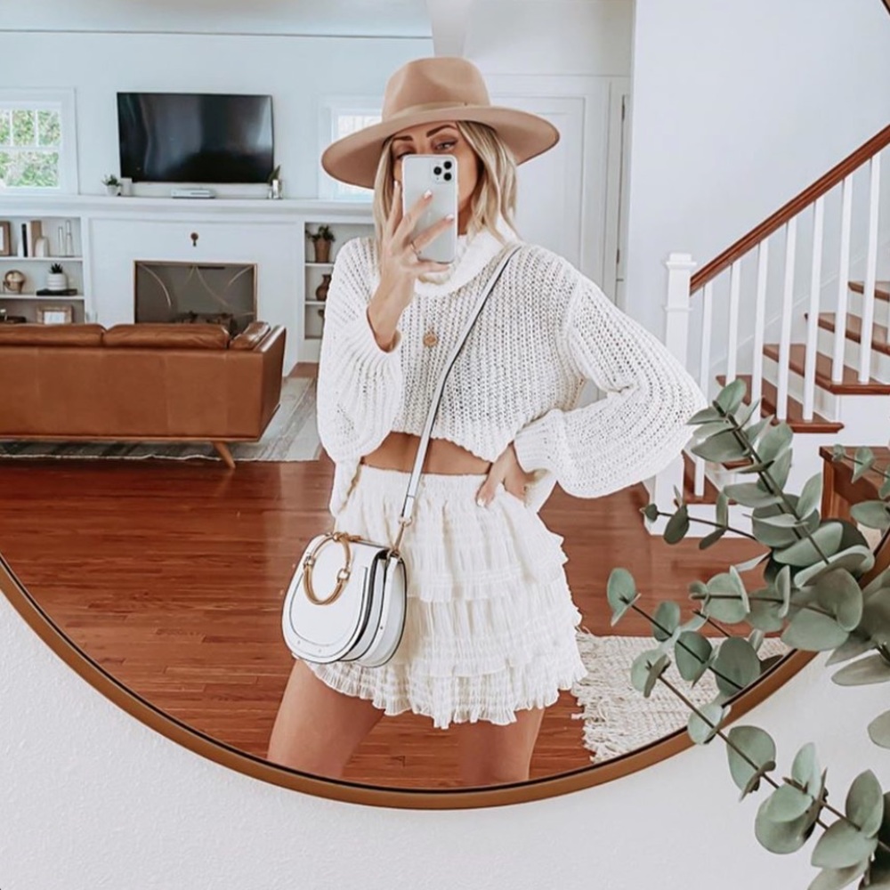 Sequin ruffle embellished mini skirt revolve - Picture 1 of 8